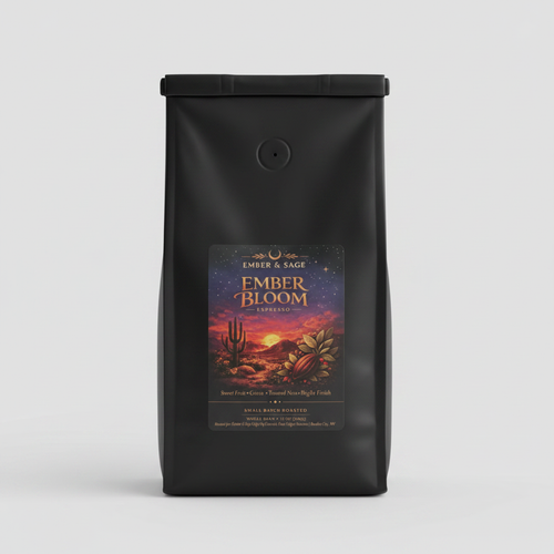 Ember Bloom Espresso coffee bag by Ember & Sage, front-facing